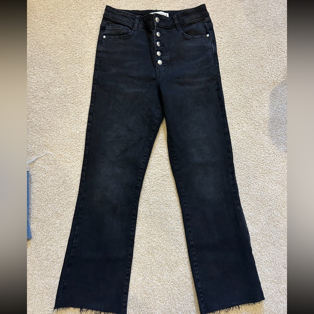 Zara black mini boot cut button up